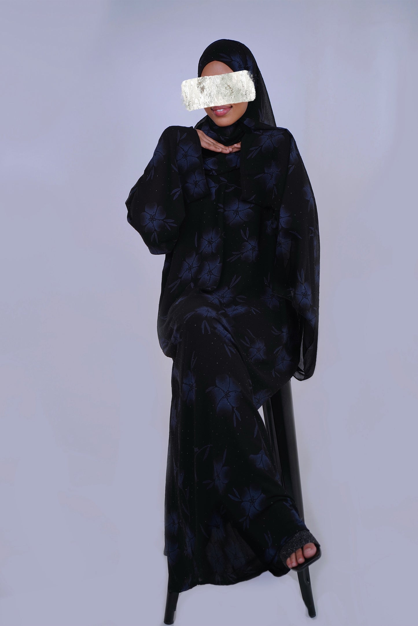 Blossom Closed Abaya - Blue, Gold, Pink, Green
