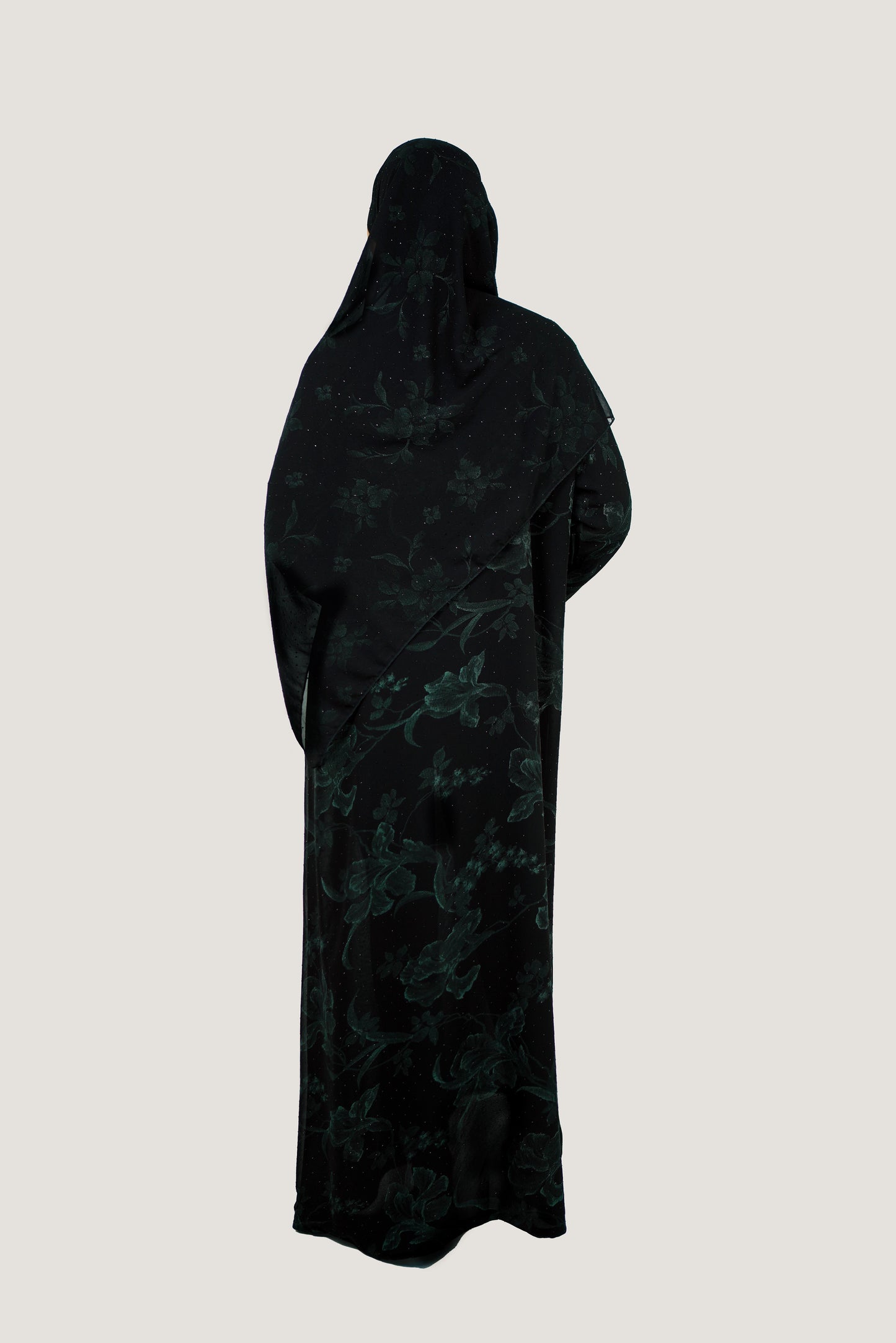 Floral Closed Abaya - Blue, Pink, Gold