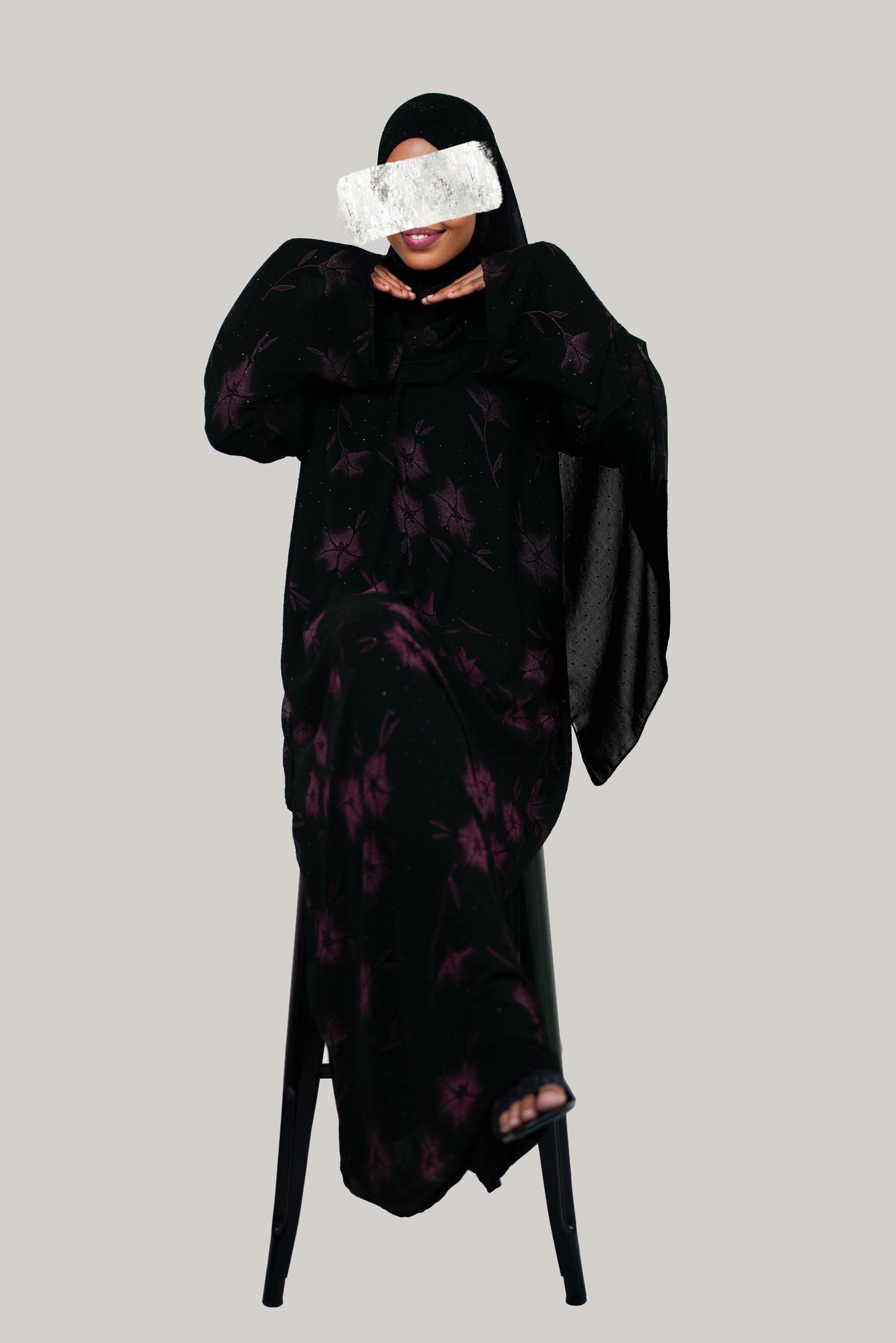 Blossom Closed Abaya - Blue, Gold, Pink, Green