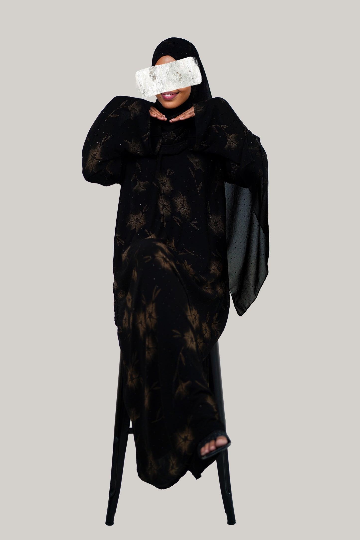 Blossom Closed Abaya - Blue, Gold, Pink, Green