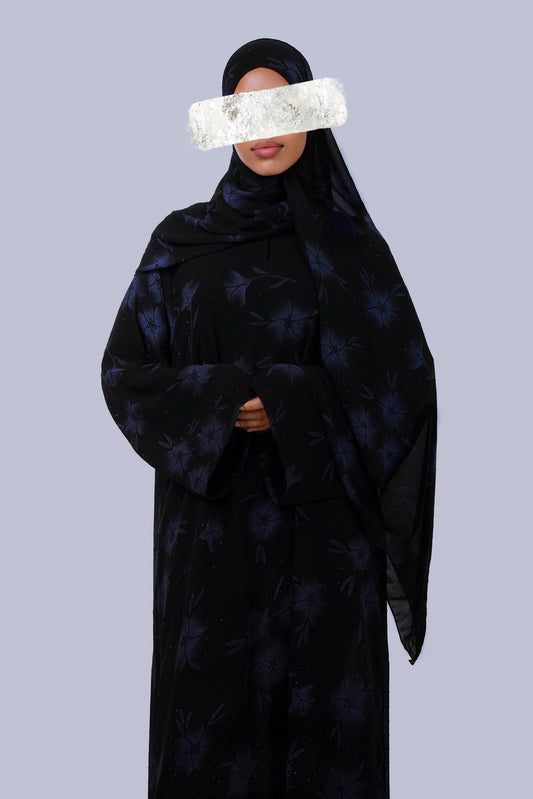 Blossom Closed Abaya - Blue, Gold, Pink, Green