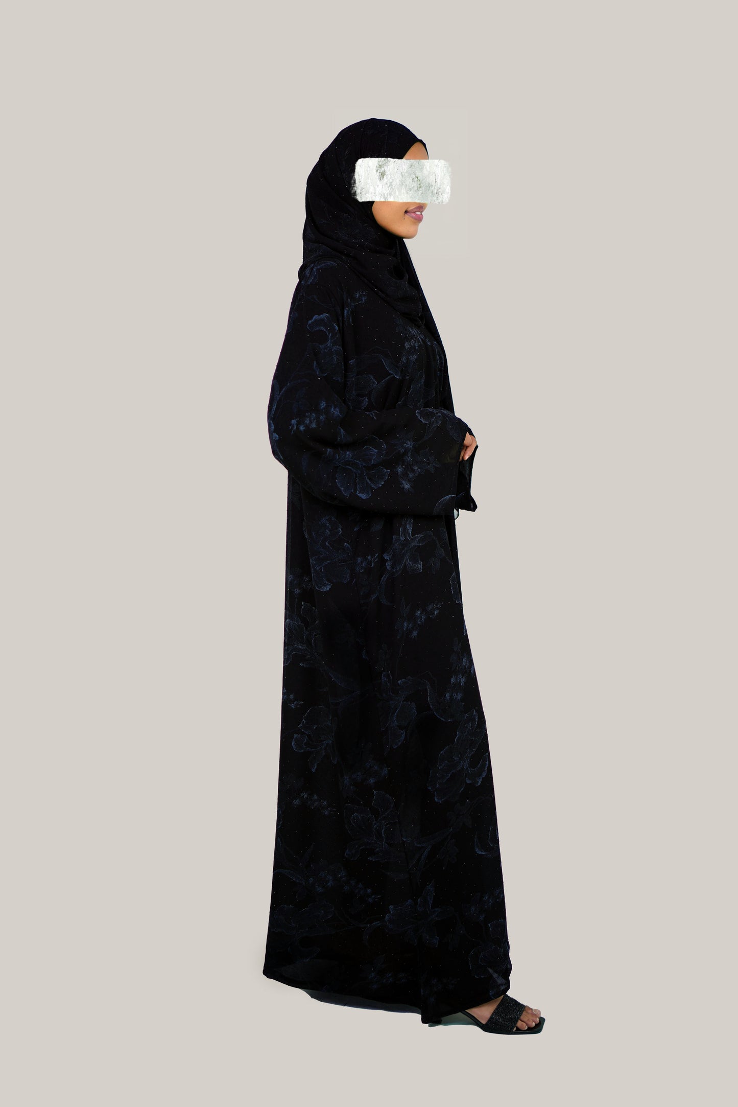 Floral Closed Abaya - Blue