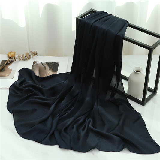 Satin Crinkle Hijab in Black