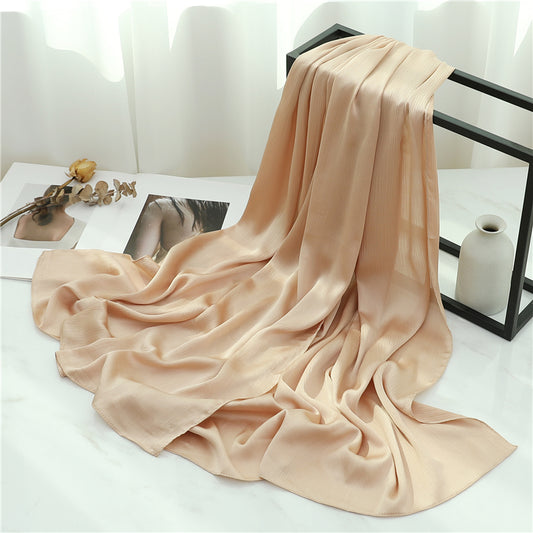 Satin Crinkle Hijab in Gold