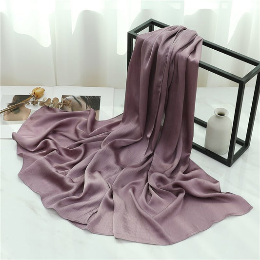 Satin Crinkle Hijab in Dark Mauve