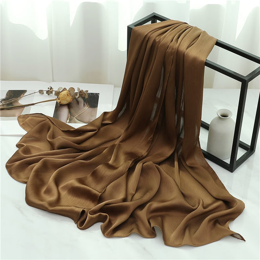 Satin Crinkle Hijab in Sepia Brown