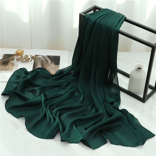 Satin Crinkle Hijab in Emerald