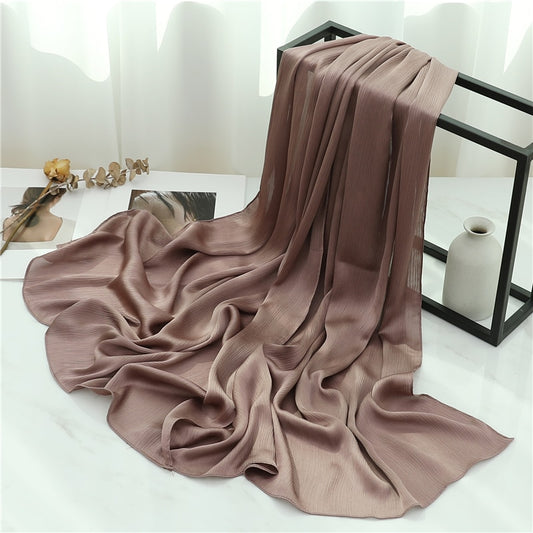 Satin Crinkle Hijab in Taupe