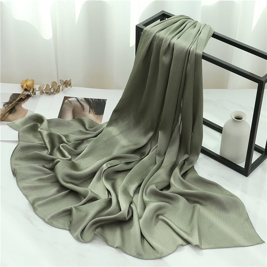 Satin Crinkle Hijab in Olive Green